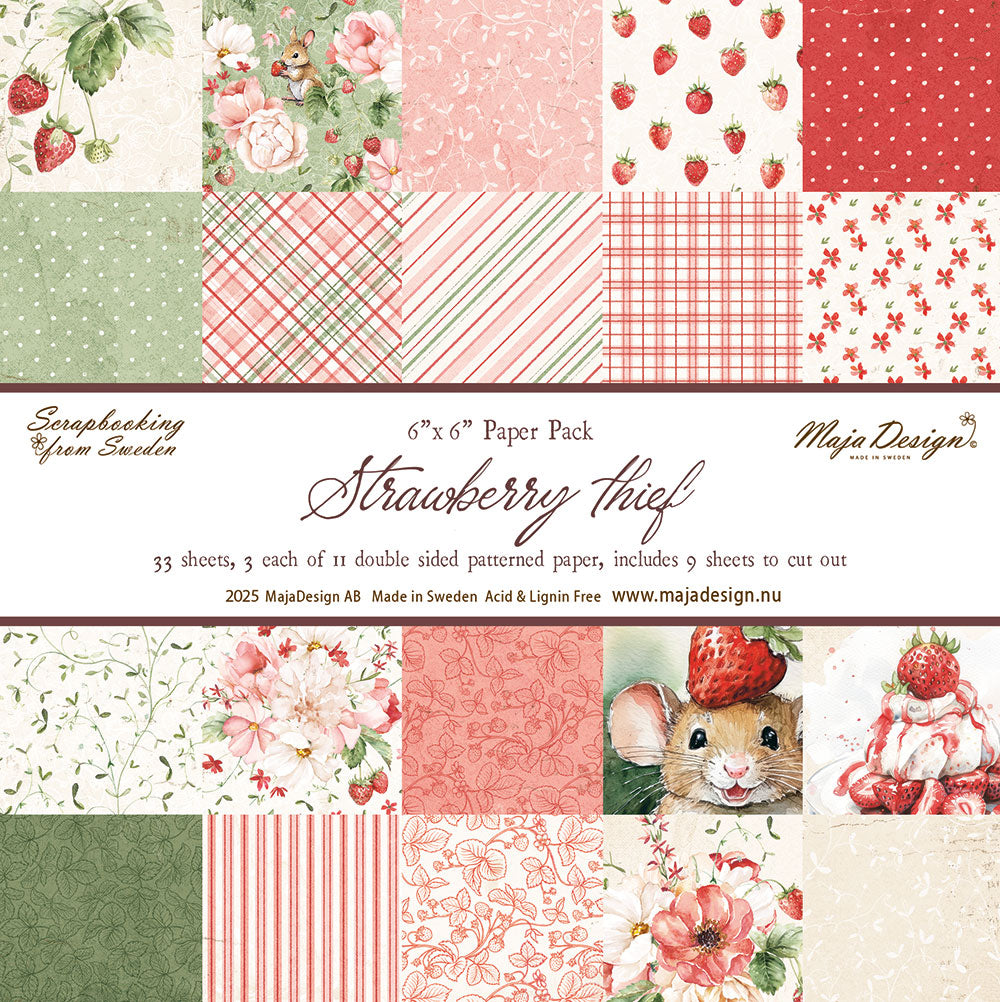 Set Carte "STRAWBERRY THIEF" - 6x6" Paper pack" - 1445 - MAJA DESIGN