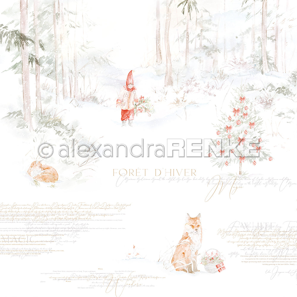 Design paper 'Child with Red Cap in Christmas Forest' - P-AR-10.2919 - A.RENKE