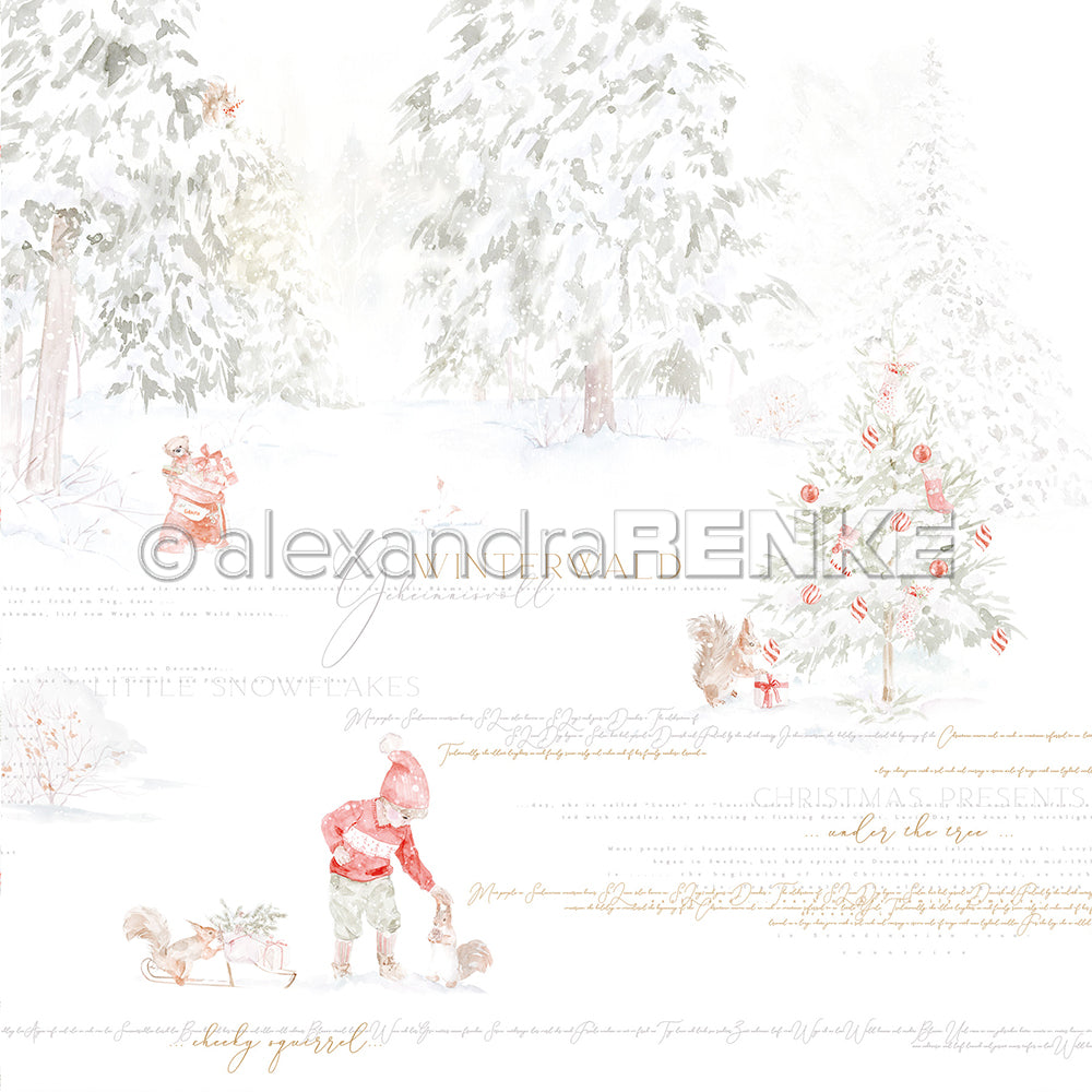 Design paper 'Squirrel and Boy in Christmas Forest'- P-AR-10.2921 - A.RENKE