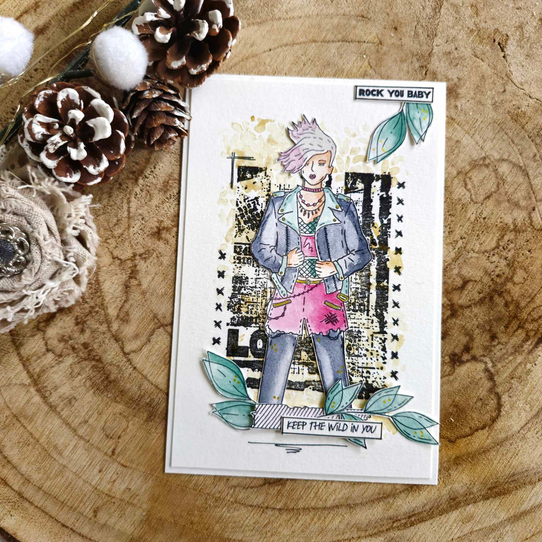 TIMBRO-TAMPON TEXTURE GRUNGE -AVE108- CHOU & FLOWERS