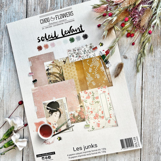 CARDS SET - JUNK SOLEIL LEVANT - SOL139 - CHOU &amp; FLOWERS