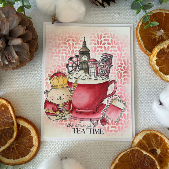 STAMP SET - LONDON CUP OF TEA -AVE109- CHOU &amp; FLOWERS