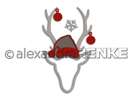 Set Fustelle 'Roe deer head with santa claus hat '- D-AR-ti0052- A.RENKE