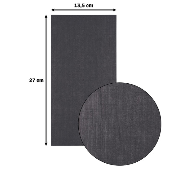 2823-096 BLACK - Foglio Cardstock Florence tramato LINO  27x13,5 cm