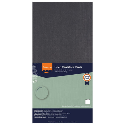 2823-096 BLACK - Foglio Cardstock Florence tramato LINO  27x13,5 cm
