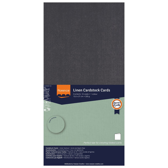 2823-096 BLACK - Foglio Cardstock Florence tramato LINO  27x13,5 cm