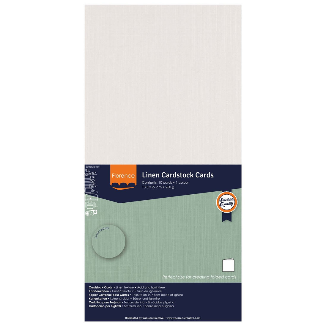 2823-101 OFF WHITE - Foglio Cardstock Florence tramato LINO  27x13,5 cm