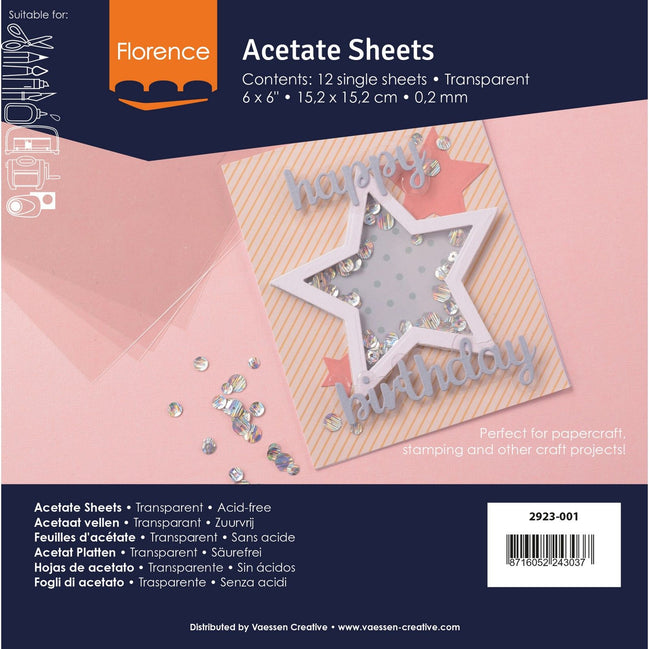 Acetate Sheet Set 15.2x15.2cm - 2930-001 - Florence