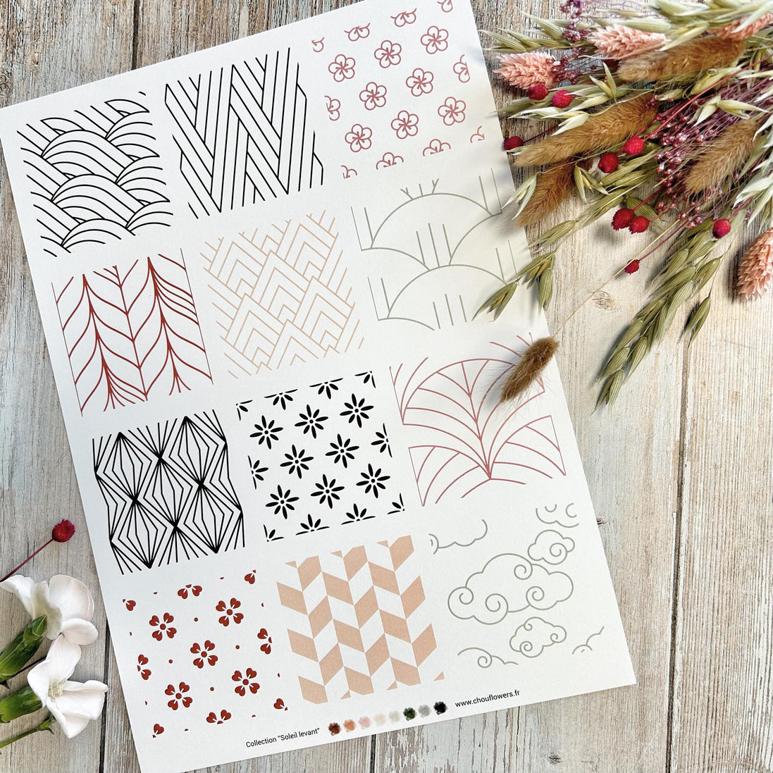 CARD SET - SOLEIL LEVANT - SOL140 - CHOU &amp; FLOWERS