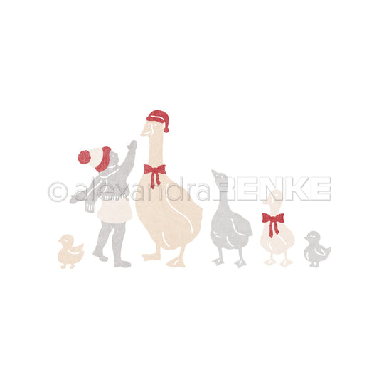 Set Fustelle 'Child with goose family- D-AR-KI0056- A.RENKE