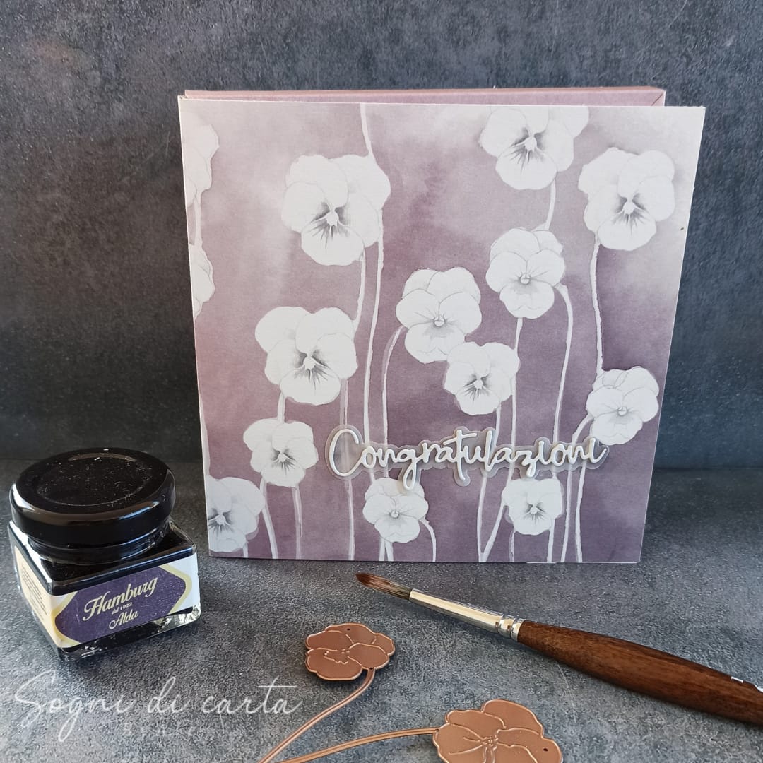 Design paper 'Pansies on gradient violet'- P AR 10.3012 - A.RENKE