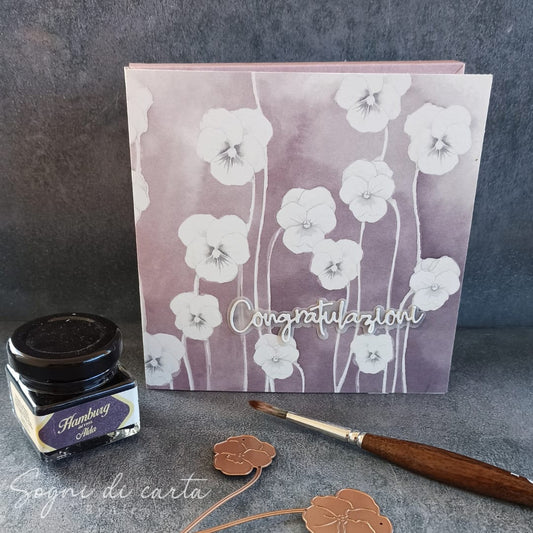 Design paper 'Pansies on gradient violet'- P AR 10.3012 - A.RENKE