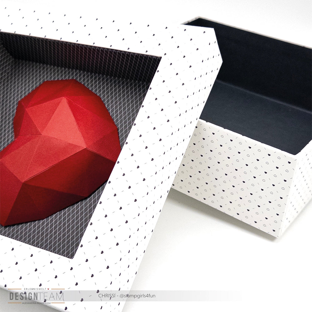 Design paper 'Heart line grid black' - P-AR-10.3350 - A.RENKE