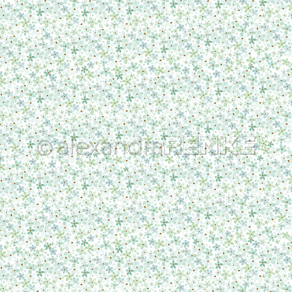 Design paper ' Fine flower pattern turquoise-mint'- P-AR-10.3520- A.RENKE