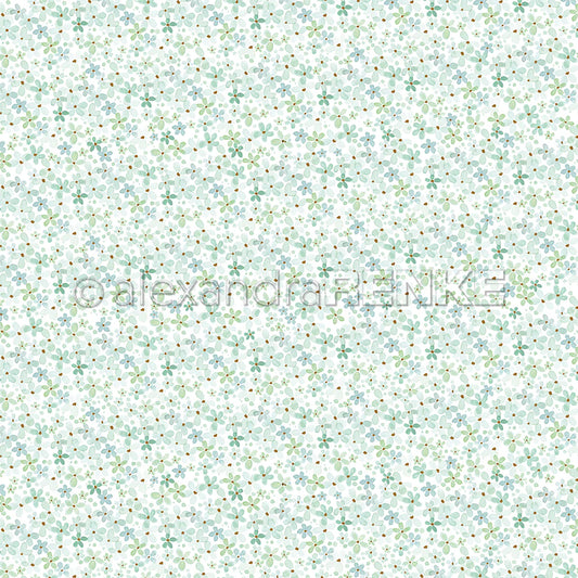 Design paper ' Fine flower pattern turquoise-mint'- P-AR-10.3520- A.RENKE