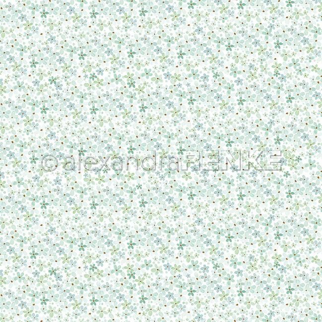 Design paper ' Fine flower pattern turquoise-mint'- P-AR-10.3520- A.RENKE