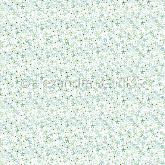 Design paper 'Fine flower pattern turquoise-mint'- P-AR-10.3520- A.RENKE
