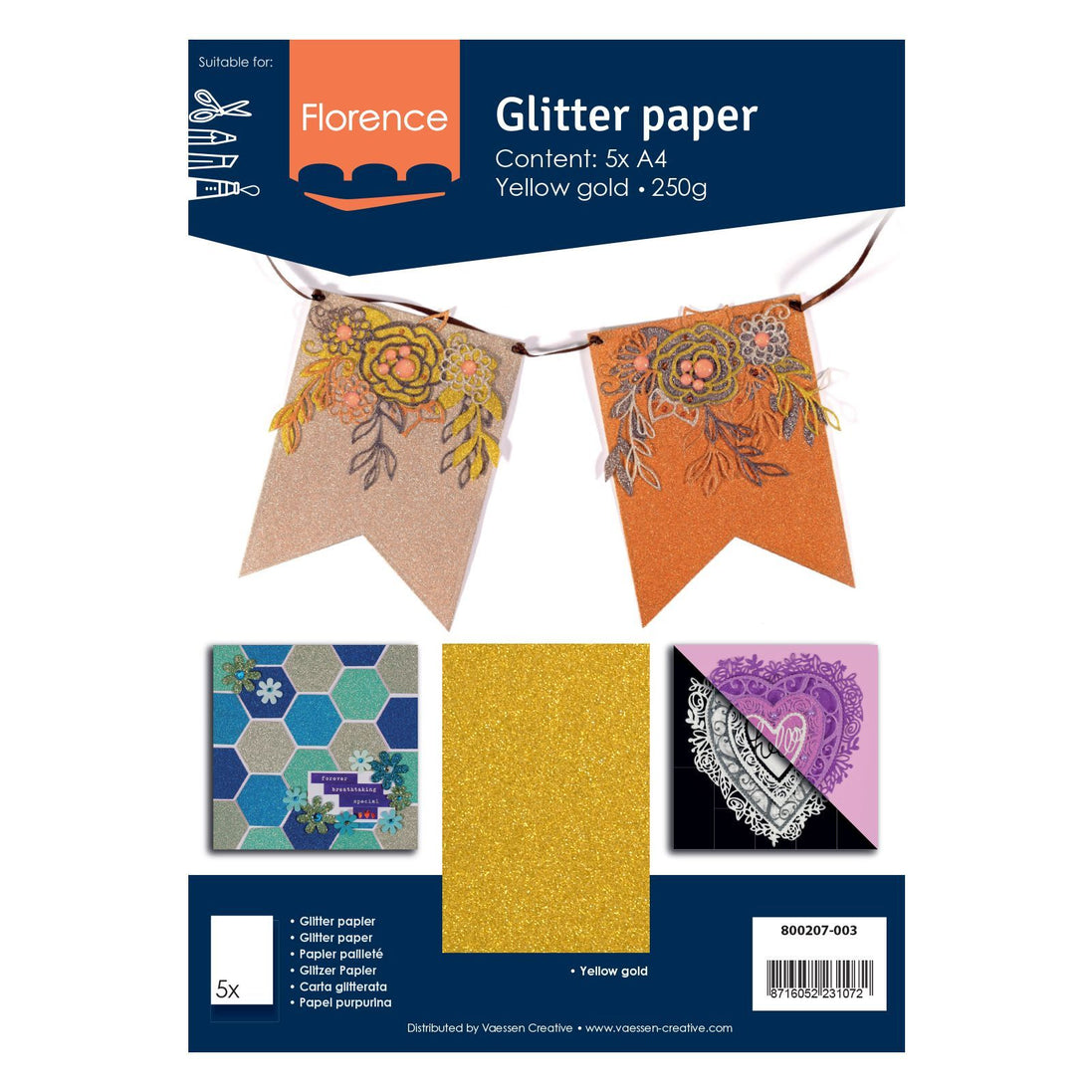 YELLOW GOLD glitter paper - 800207 003 - Florence