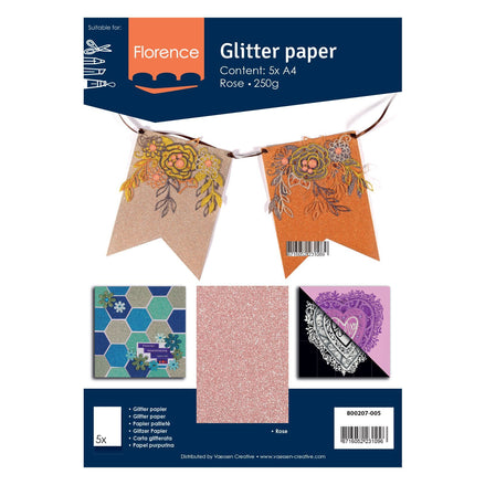 Glitter paper ROSE - 800207 005 - Florence 
