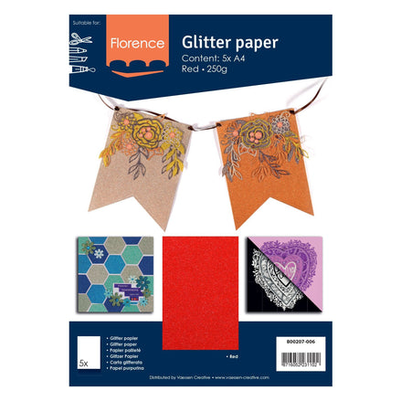 RED glitter paper - 800207 006 - Florence