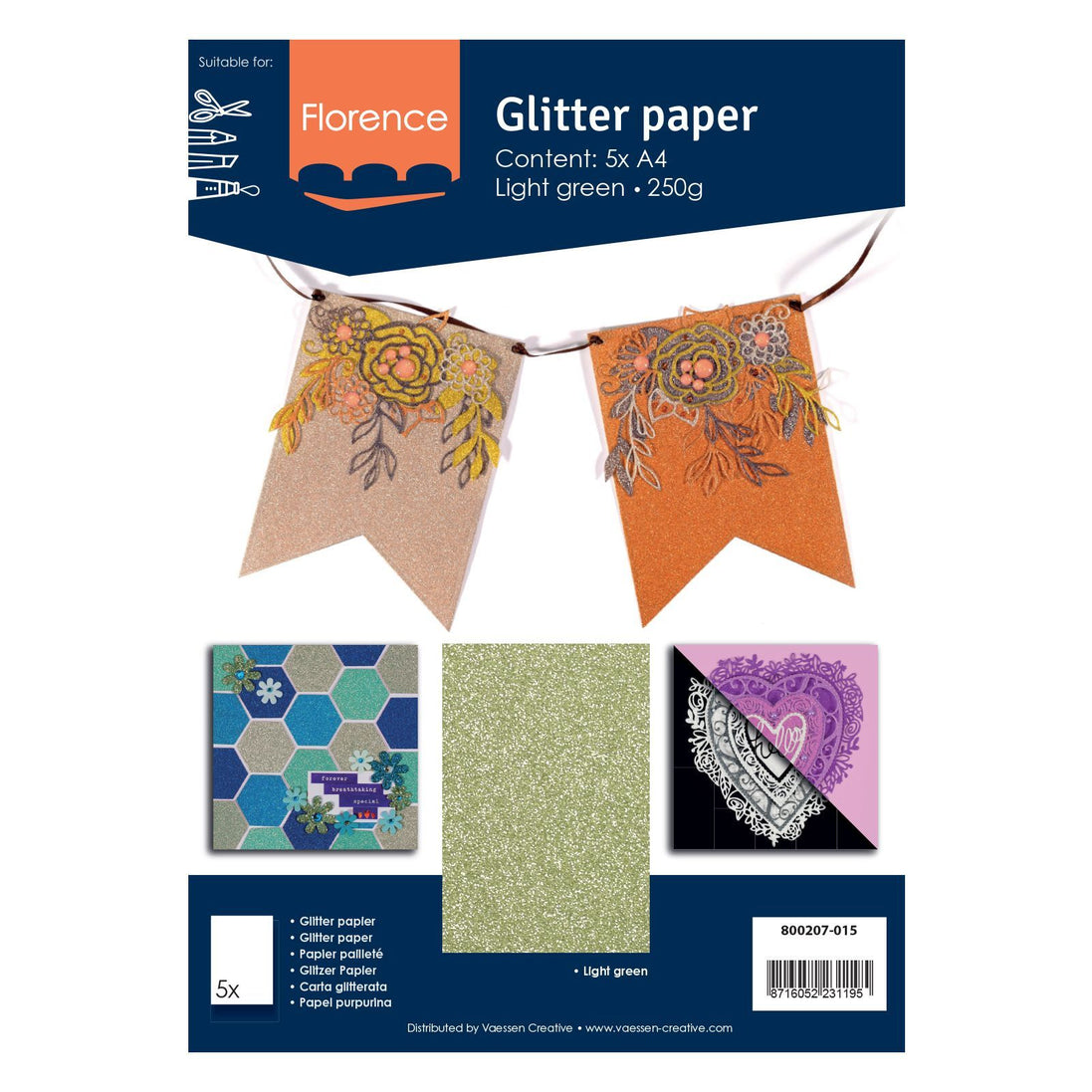 Glitter paper LIGHT GREEN - 800207 015 - Florence