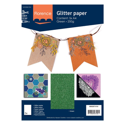 GREEN glitter paper - 800207 016 - Florence