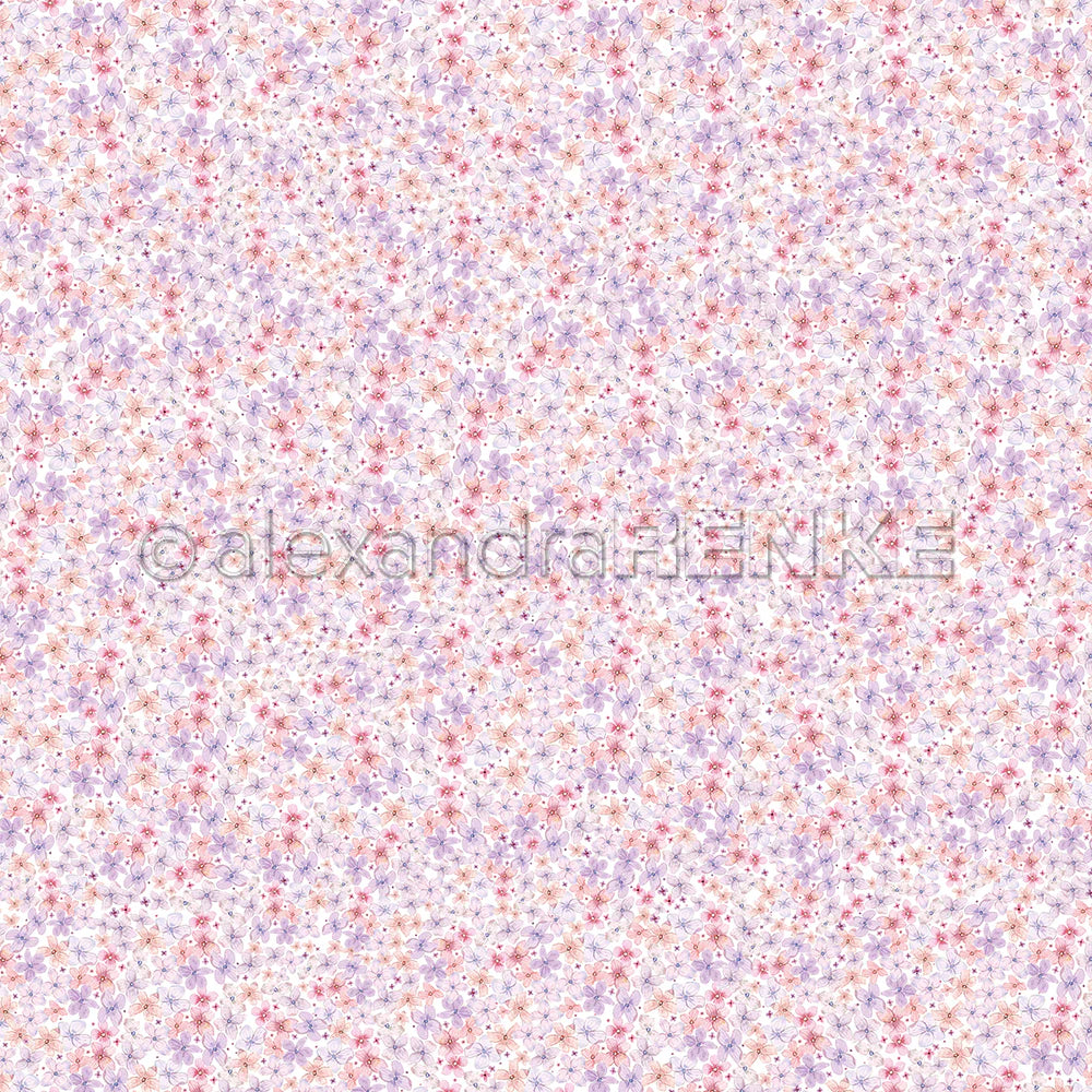 Design paper ' Fine flower pattern purple-pink '- P-AR-10.3521- A.RENKE