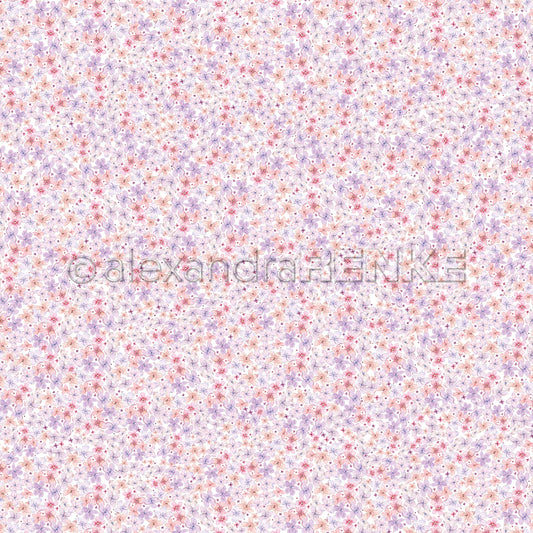 Design paper ' Fine flower pattern purple-pink '- P-AR-10.3521- A.RENKE
