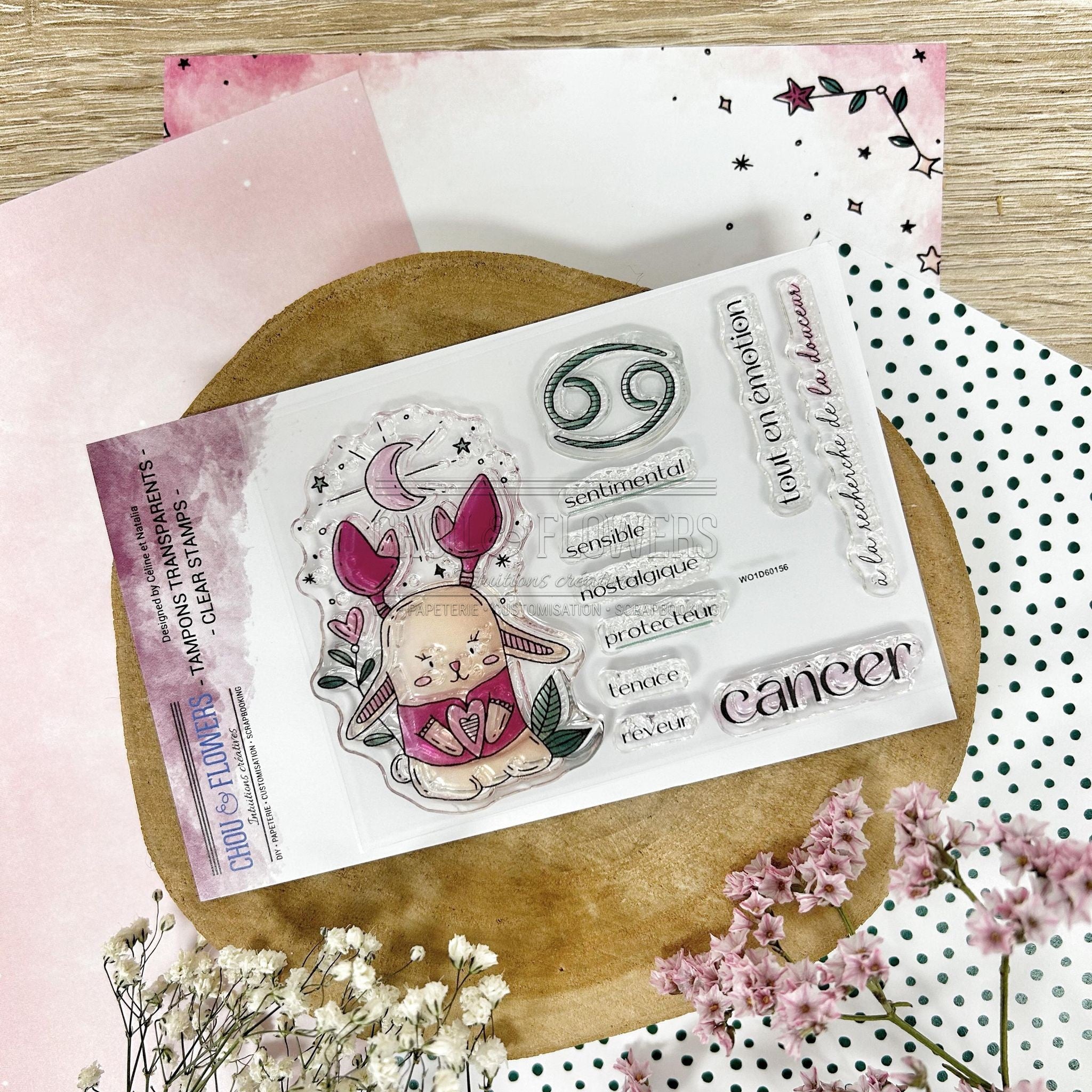 CLEAR STAMP - DOUDOU CANCER - AST104 - CHOU & FLOWERS