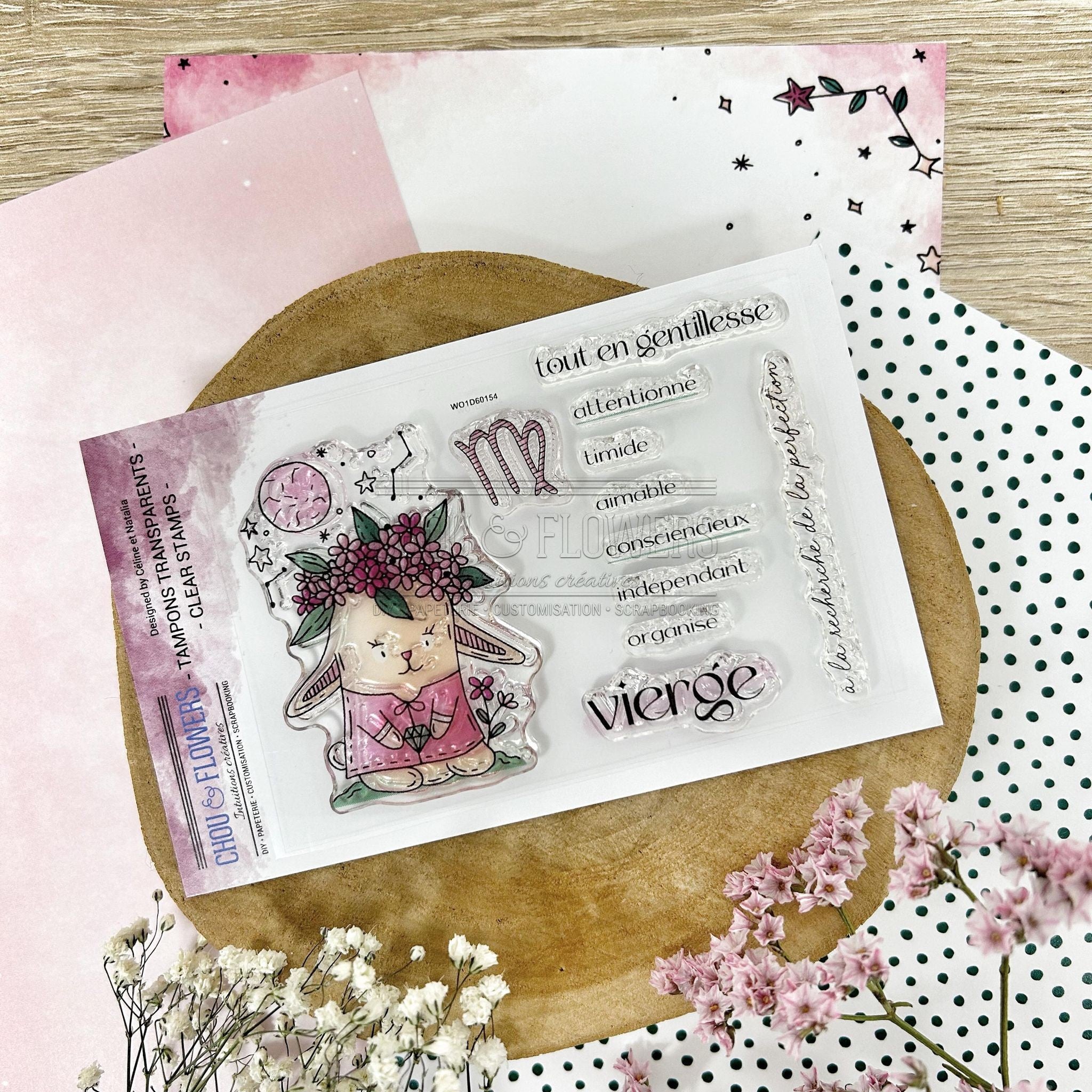 CLEAR STAMP - DOUDOU VIERGE - AST106 - CHOU & FLOWERS