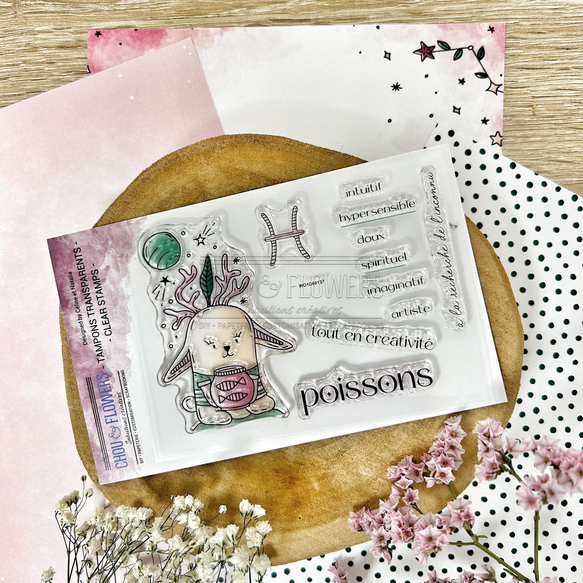 CLEAR STAMP - DOUDOU POISSONS - AST112 - CHOU & FLOWERS