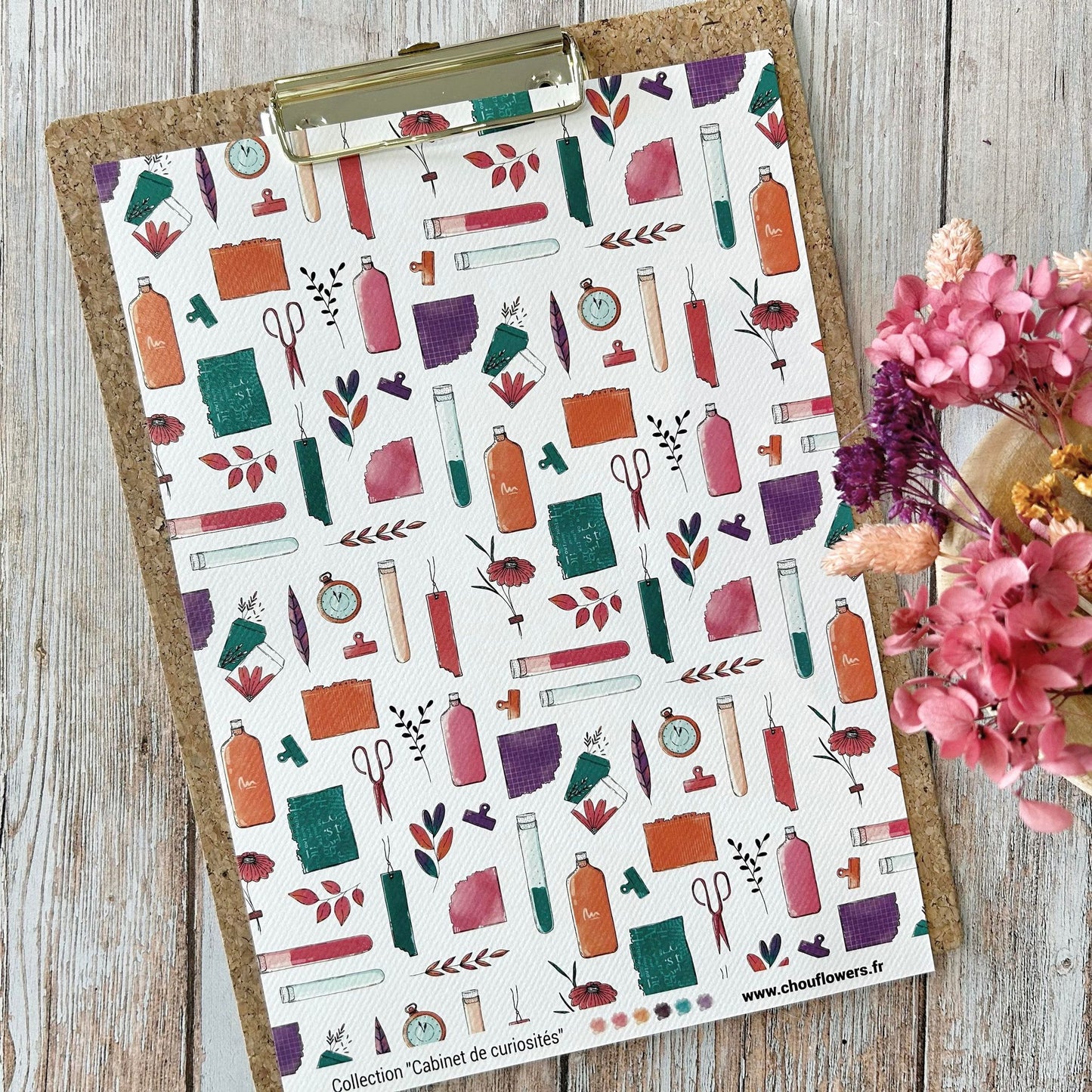 SET CARTE -PAPETERIE CREATIVE CABINET DE CURIOSITES  - CAB133 - CHOU & FLOWERS