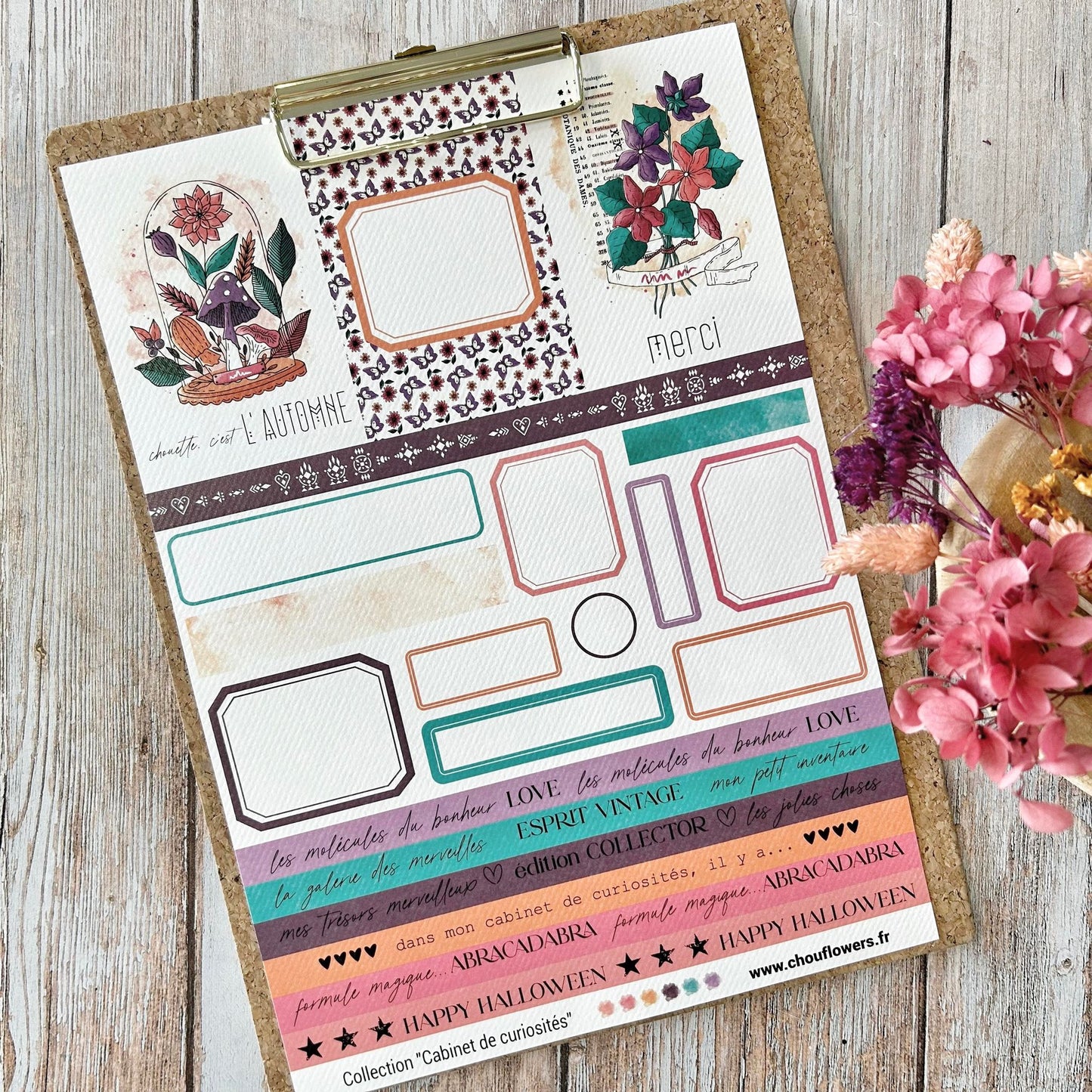 SET CARTE -PAPETERIE CREATIVE CABINET DE CURIOSITES  - CAB133 - CHOU & FLOWERS
