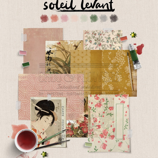 CARDS SET - JUNK SOLEIL LEVANT - SOL139 - CHOU &amp; FLOWERS