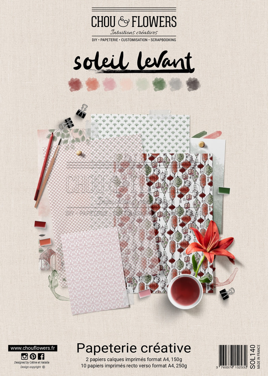 CARD SET - SOLEIL LEVANT - SOL140 - CHOU &amp; FLOWERS