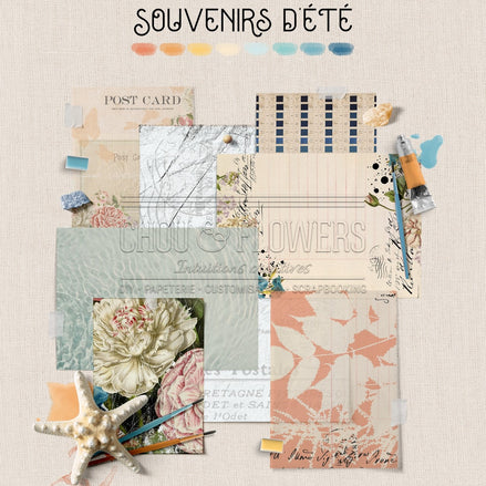 SET CARTE - JUNK SOUVENIRS D'ETE - BRE139 - CHOU & FLOWERS