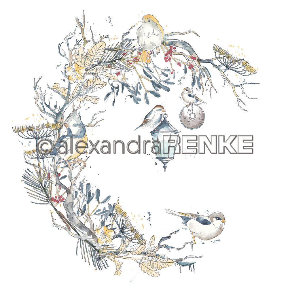 A. RENKE - Card "Floral Christmas Bird Wreath" - 10.2026