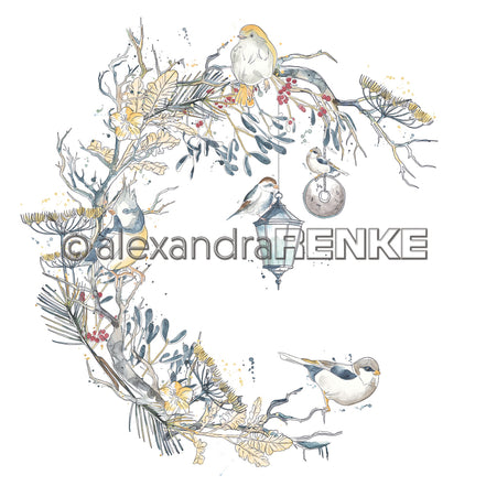 A. RENKE - Card "Floral Christmas Bird Wreath" - 10.2026