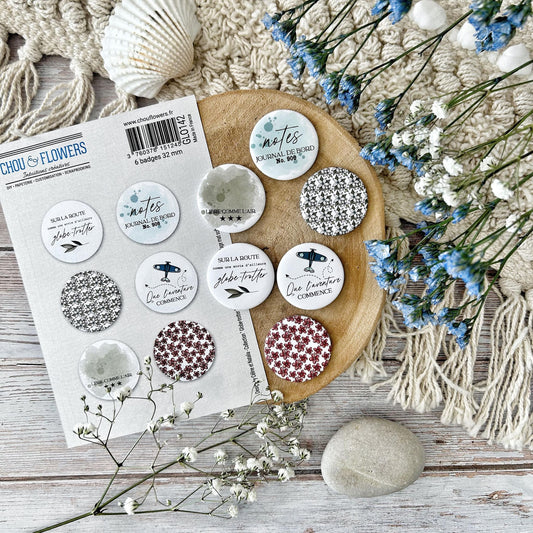 SET DE 6 BADGES GLOBE TROTTER