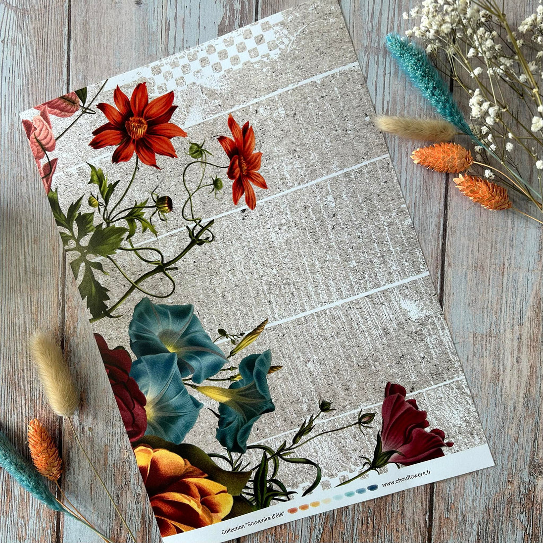 SET OF CARDS - JUNK SOUVENIRS D'ETE - BRE139 - CHOU &amp; FLOWERS