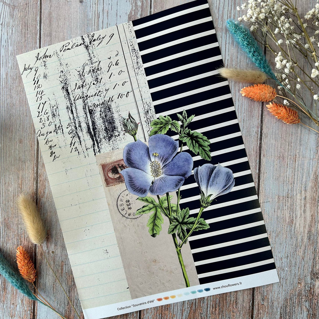 SET OF CARDS - JUNK SOUVENIRS D'ETE - BRE139 - CHOU &amp; FLOWERS
