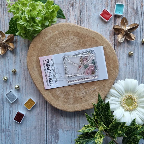 STAMP - ENVELOPPES -AVE101- CHOU &amp; FLOWERS