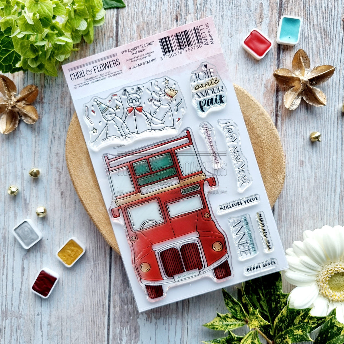 STAMP SET - BUS PARTY -AVE111- CHOU & FLOWERS