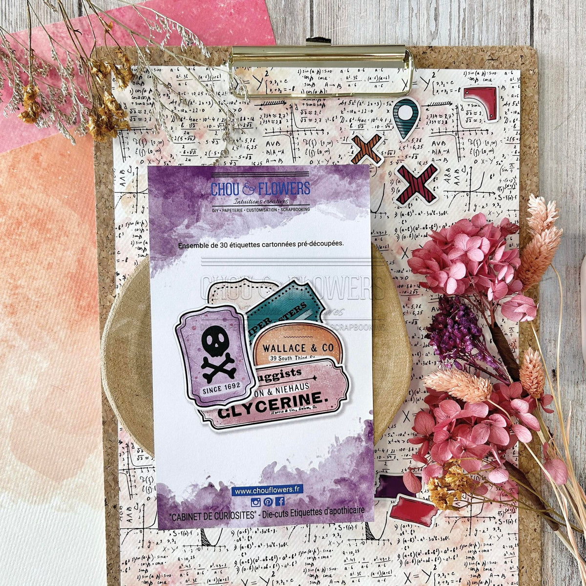 SET DIE-CUTS APOTHICAIRE LABEL - CAB106- CHOU & FLOWERS