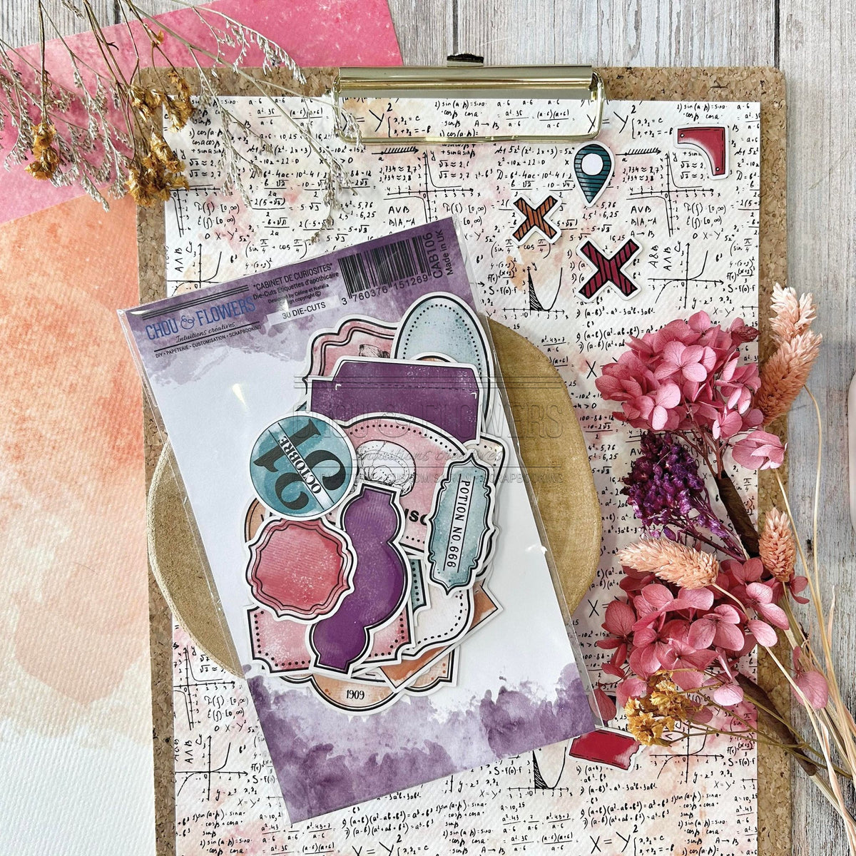 SET DIE-CUTS APOTHICAIRE LABEL - CAB106- CHOU & FLOWERS