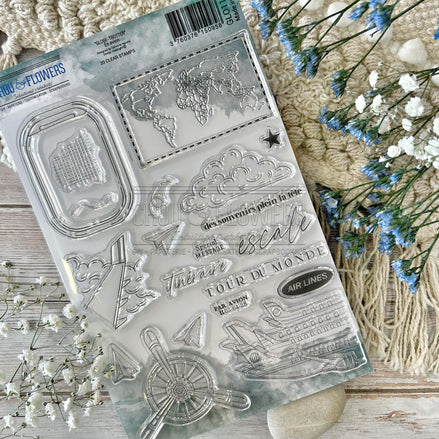 SET TIMBRI CLEAR - EN AVION - GLO116 - CHOU & FLOWERS
