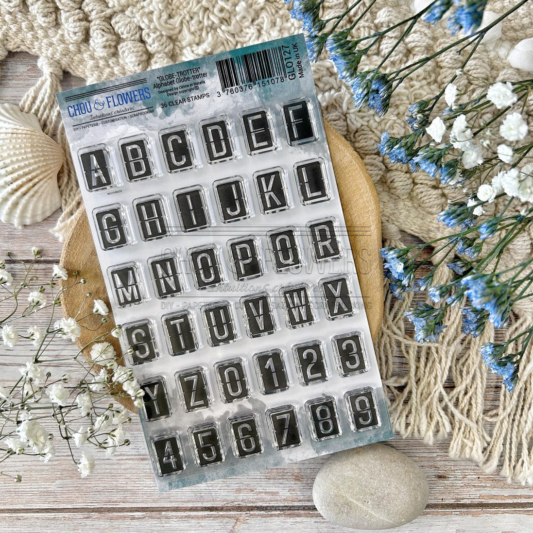 CLEAR STAMP SET - ALPHABET GLOBE - GLO127 - CHOU &amp; FLOWERS