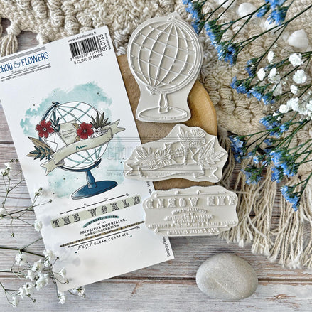 CLING STAMP SET - LE GLOBE - GLO135 -CHOU &amp; FLOWERS