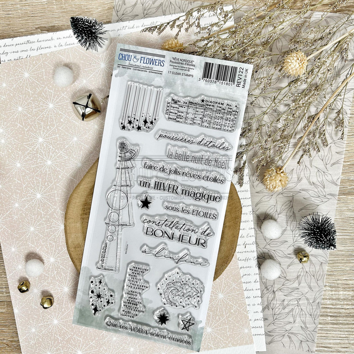 SET TIMBRI CLEAR - POUSSIERES D'ETOILES - REV122 - CHOU & FLOWERS