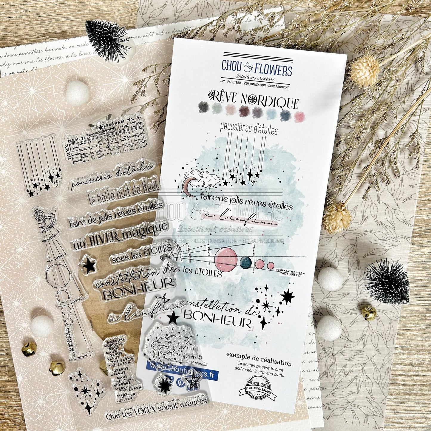 SET TIMBRI CLEAR - POUSSIERES D'ETOILES - REV122 - CHOU & FLOWERS